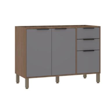 Imagem de Balcão de Pia sem Tampo 120 cm 2 Portas e 3 Gavetas Aspen Luciane Móve