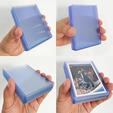 Imagem de Capas para cartões de 7,5 x 10,2 cm, protetores de cartão de beisebol de plástico rígido, toploads premium para cartas colecionáveis, suporte de cartão para cartas de jogos de futebol esportivo (100