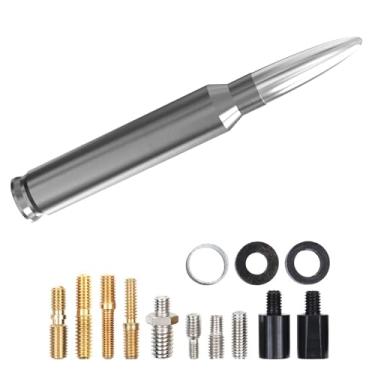 Imagem de Antena de substituição universal de carro de 13,5 cm 50 Cal para Chevrolet Silverado, GMC Sierra, Dodge Ram, Jeep Wrangler, Ford F150 F250 F350 antena curta de caminhão (prata)