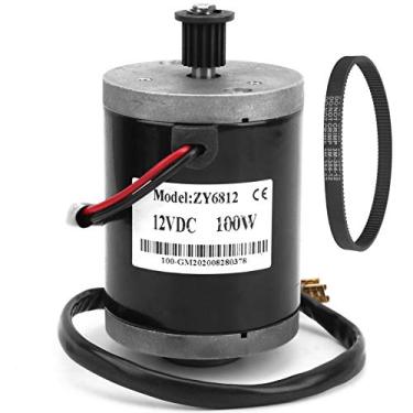Imagem de Motor de escova QANYEGN 12V 100W com correia de polia, motor elétrico escovado de alta velocidade, motor de engrenagem de metal para scooter elétrica