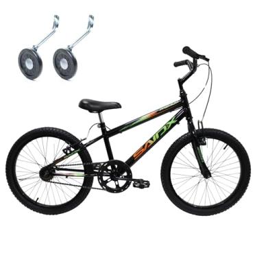 Imagem de Bicicleta Aro 20 Infantil Saidx Premium Bike Freios V Brake Aro em Alumínio Feminina e Masculina Com Rodinhas (Preto/Verde/Laranja)