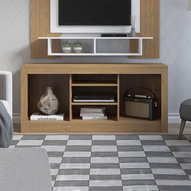 Imagem de Rack para Sala de Estar Barcelona TV 55 Polegadas 135x62cm MDP Carvalho Menu Móveis