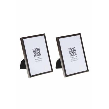 Imagem de Kit 2 Porta Retrato Metal e Vidro 10x15 Moldura Lisa Prata - Tokyo Des