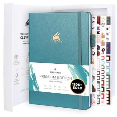 Imagem de Clever Fox Planner Edição Premium – Planejador semanal e mensal luxuoso sem data para aumentar a produtividade e atingir seus objetivos – Organizador – Comece a qualquer hora, A5, dura 1 ano,