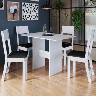 Imagem de Mesa De Jantar 4 Lugares Caribe Branco/preto 10080.2 - Indékes