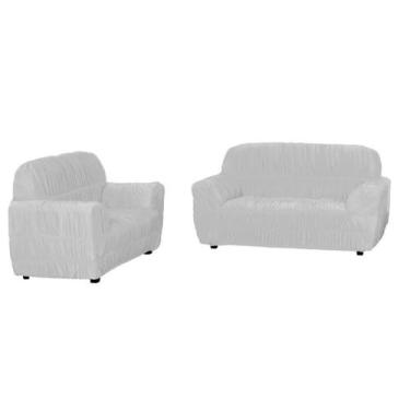 Imagem de Kit 3 e 2 lugares Capa de Sofá Liso em Malha Gel Elásticada Para Sala 