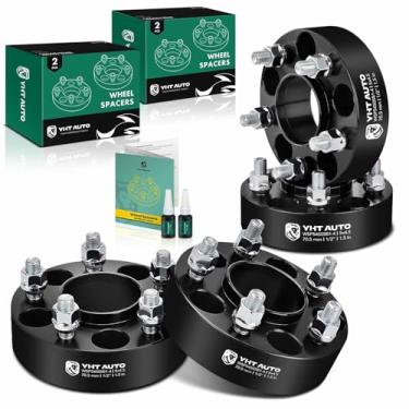 Imagem de YHTAUTO Espaçadores de roda centralizados de cubo 5 x 4,5 polegadas de 4,5 polegadas para Ford Explorer, Edge, Mustang, Ranger, Lincoln MKX, Town Car, Mercury Models Espaçadores de pneu 5 x 114,3 mm Espaçadores de pneu 70,5 mm furo do cubo 5 terminais 4 peças adaptador de roda preto