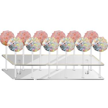 Imagem de Riqwm Iro Suporte para bolo pop com 12 furos, suporte para exibição de pirulito, acrílico transparente, para mesa de sobremesa, casamentos, chás de bebê, festas de aniversário, decoração de doces