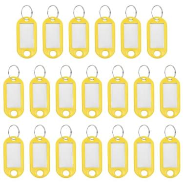 Imagem de YELARXI Etiquetas de chave de plástico com etiqueta de anel dividido identificadores de janela identificadores de chaveiro, 4,7 x 2 mm, adequado para bagagem de nome (20 peças, amarelo)
