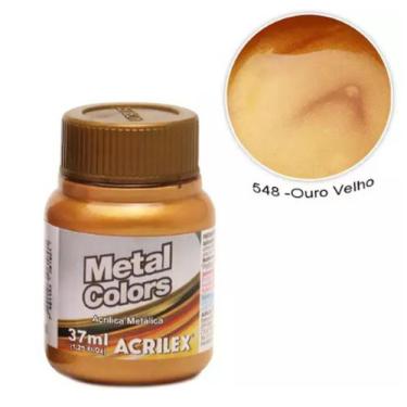 Imagem de Tinta Metal Colors Acrilex 37ml Acírilica Metalica + Nota Fiscal, Ouro