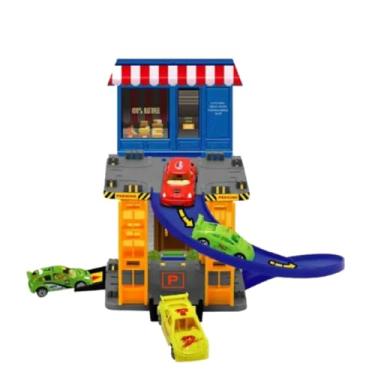 Imagem de Pista Com CARRINHO Estacionamento Brinquedo Rampa MINI Garagem de Montar Com Acessorios 12 pçs Qualidade Premium 17x20cm Brinquedo Educativo para Crianças