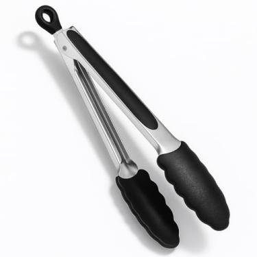 Imagem de Pegador Salada de Silicone Profissional Cabo Inox 28cm, Multiso Para, Churrasco, Air Fryer e Salada com Trava de Fecho e Gancho para Pendurar, Antiaderente Resistente a 240°C