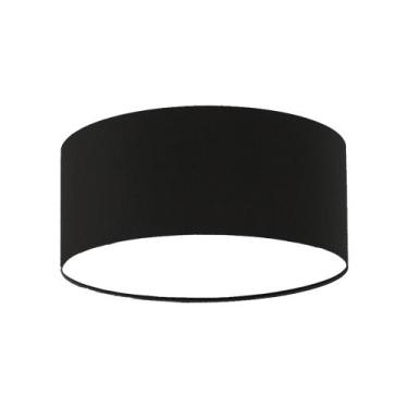 Imagem de Luminária Plafon Redondo Cúpula em Tecido 30x15 - Tom Luz, Preto5930
