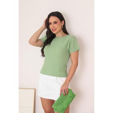 Imagem de Blusa Feminina de Modal Verão Manga Curta Casual - Via Moderna Tricot,