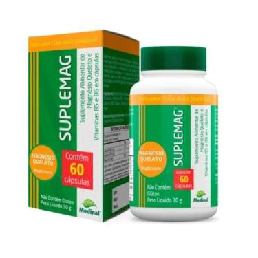 Imagem de Suplemag Magnésio Quelato 60 Cápsulas com 500mg  - Medinal