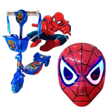 Imagem de Patinete Infantil 3 Rodas Com Cesta E Mascara Homem Aranha - SCOOTER