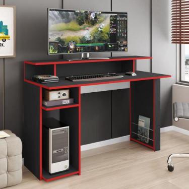 Imagem de Mesa para PC Gamer 1,20m Preto com Vermelho Inspire GM7000 Art in Móve