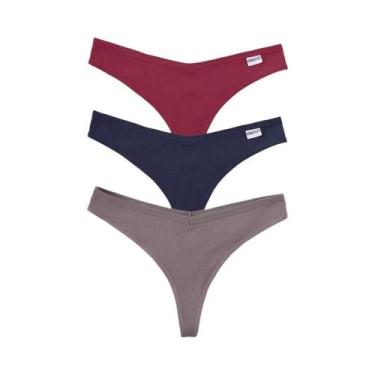 Imagem de Conjunto De 3 Peças De Tangas Femininas Sexy De Algodão Com Cintura Em