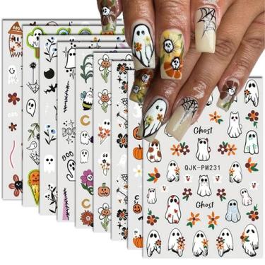 Imagem de Adesivos de unhas de Halloween BHOOKA 9 folhas, autoadesivos 3D