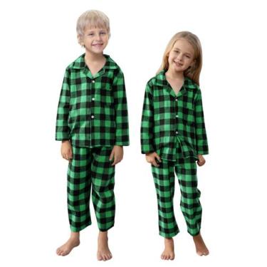 Imagem de Conjunto de pijamas Schbbbta Kids Plaid de 2 peças com botões 13-14Y