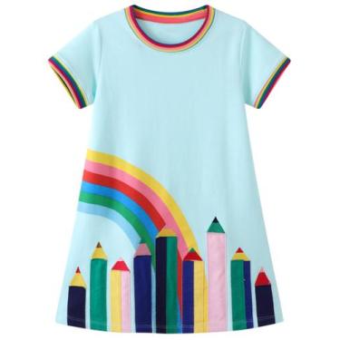 Imagem de Vestido Hongshilian Little Girls com lápis de algodão e arco-íris 4T