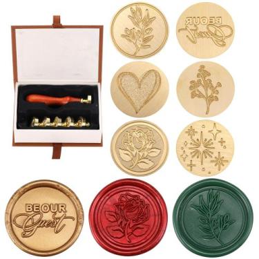 Imagem de Juego de 6 Sellos de Cera Yoption con Mango de Madera 2.5x9 cm