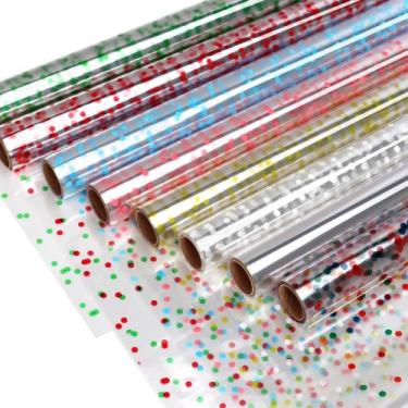 Imagem de Rollos de Papel Celofán CMFYHM 86 cm x 5 m con 8 Colores y Lunares