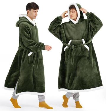 Imagem de Cobertor vestível com capuz Bedsure Oversize verde oliva