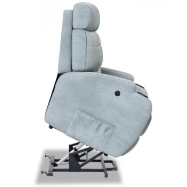 Imagem de Poltrona do Papai Reclinável Elétrica Bivolt Lift com Sistema de Elevação Em Bouclé - Modelo Florença Damie (Cinza)
