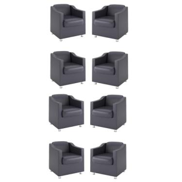 Imagem de Kit 8 Poltronas para Recepção Clínica Médica Balaqui Decor Cor:courino Cinza