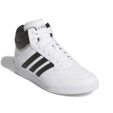 Imagem de adidas Tênis de basquete unissex adulto Hoops 4.0 cano médio, Branco/Cinza, 5.5 Women/4.5 Men