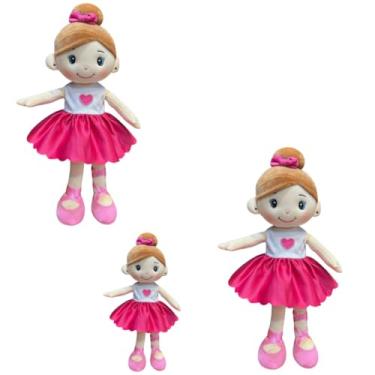 Imagem de de Pelúcia Bailarina, 40cm, Tecido Poliéster, Vestido Rosa com Coração, Sapatilhas de Balé, Decorativa e Brinquedo, para Crianças Acima de 18 Meses