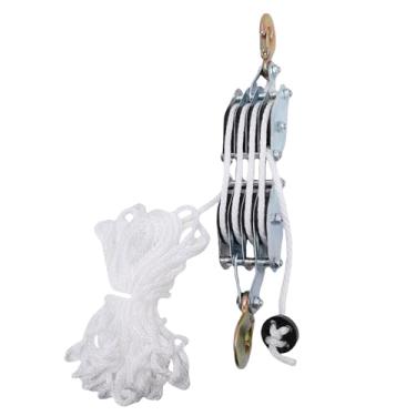 Imagem de Luocute de Polia de Talha de Corda, Resistência à Ruptura de 4400LB Capacidade de Carga de 2200LB 8:1 Equipamento de Bloco de Polia Elétrica de Elevação, Corda de Nylon Com Rolamento