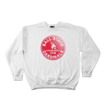 Imagem de Moletom vintage com gola redonda NCAA Ball State Cardinals 50/50 misturado 227 g, Branco, Large
