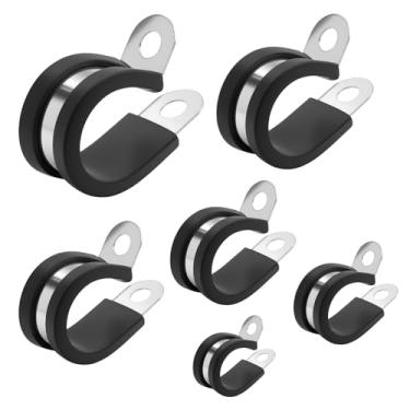 Imagem de RGFXA 20 braçadeiras de cabo de aço inoxidável 304 de 3/4 polegadas, braçadeira de tubo isolada acolchoada de borracha R, braçadeiras resistentes de tubos de conduítes para fixação de tubos em várias