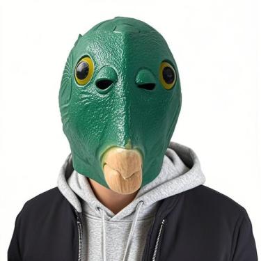 Imagem de Fantasia de cosplay engraçada Mask Green Fish Head para o Halloween - 