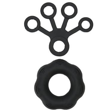 Imagem de Exercitador de dedo para fortalecimento de aperto de mão, treinador de maca de dedo de silicone macio e flexível para mãos fracas, pacientes idosos com artrite (Preta)