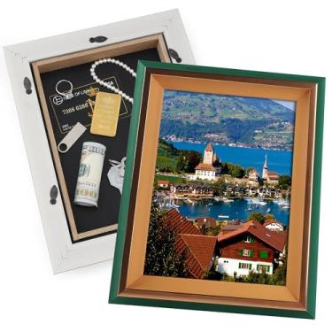 Imagem de Porta-retrato seguro para diversão com compartimento secreto para dinheiro, joias, objetos de valor, moldura escondida segura para decoração de casa, caixa de armazenamento secreto montada na parede