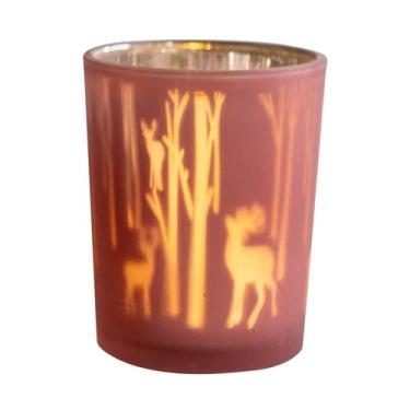 Imagem de Castiçal de luz de chá de Natal, decoração de castiçal de Natal | Suporte decorativo para luz de chá - Castiçais de vidro, para peça central de mesa, decoração de férias para casa