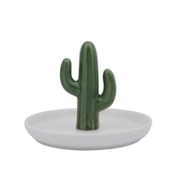 Imagem de Bandejas de joias – 1 bandeja de joias de cacto de cerâmica para anéis, pulseiras e colares – suporte de exibição multiuso elegante