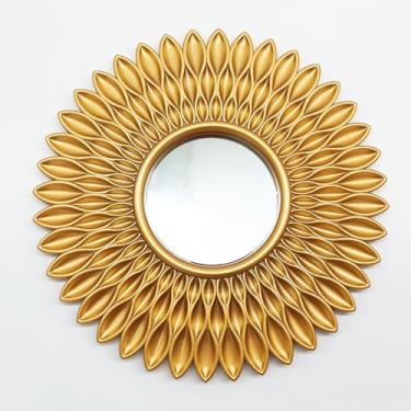 Imagem de MCCXXII Espelhos dourados para parede, pacote com 1. espelhos redondos. Formato de anel. Espelhos decorativos. Espelhos de parede para decoração de casa. Molduras de plástico. Espelhos de vidro. Cor