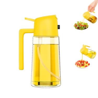 Imagem de Pulverizador de azeite de oliva de vidro 470 ml – Dispensador de óleo 2 em 1 e frasco de spray para cozinhar, controle de porções, salada, fritadeira a ar, churrasco – à prova de vazamento, garrafa de