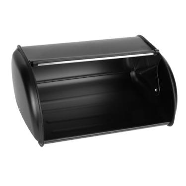 Imagem de AYNEFY Capacidade de Embalagem para Armazenamento de Alimentos Porta de Enrolar Em Aço Inoxidável Porta Pão Biscoitos Bagels Muffins Recipiente de Armazenamento Bancada de Cozinha Caixa de de (Preto)