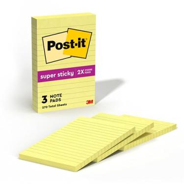 Imagem de Post-it Notas forradas super adesivas, 3 blocos de notas adesivos, 10 x 15 cm, material escolar, produtos de escritório, notas adesivas para superfícies verticais, monitores, paredes e janelas,