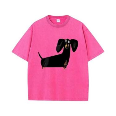 Imagem de Camiseta De Algodão Oversized Com Estampa Engraçada De Cão Dachshund P