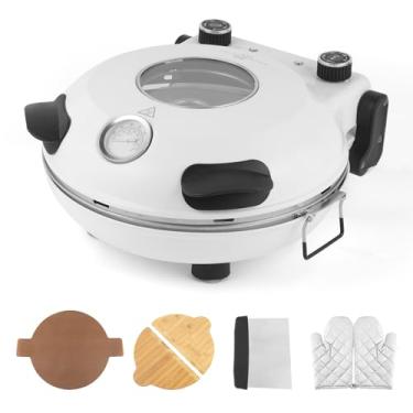 Imagem de KLAIF Forno elétrico de pizza de bancada de 30,5 cm interno com pedra cerâmica, controles de temperatura ajustáveis duplos, inclui 4 ferramentas de pizza, LMR-cinza