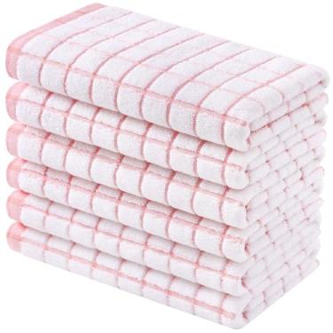 Imagem de Homaxy Toalhas de cozinha premium (40,6 cm x 71 cm, pacote com 6), panos de prato grandes de algodão fiado anel, toalhas de mão de cozinha macias super absorventes, conjunto de toalhas de chá de