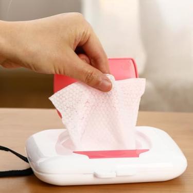 Imagem de Estojo de armazenamento portátil para lenços umedecidos - Organizador de lenços de viagem para carro, ao ar livre e em movimento (rosa)