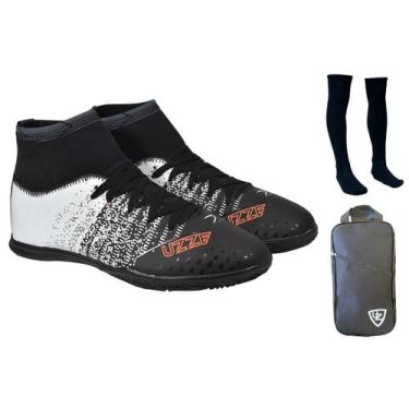 Imagem de Chuteira Futsal Cano Alto Botinha Adulto Costurada + Meião + Bolsa Esp