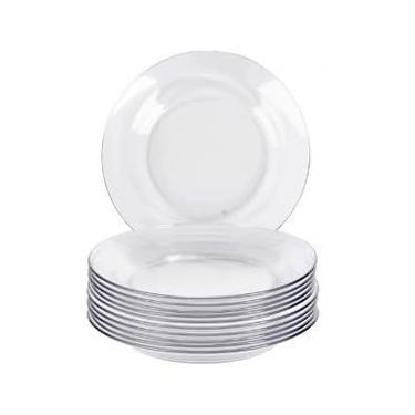 Imagem de Jogo de Pratos de Fundo de Vidro Resistente 22cm - Opções de 6/12 Unidades, Ideal para Jantar, Mesa Posta Doméstica e Buffets (6)